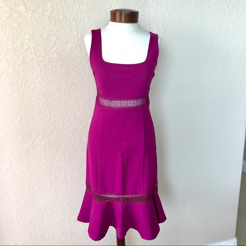 Lulus Martini Mama Magenta Crochet Midi Dr…